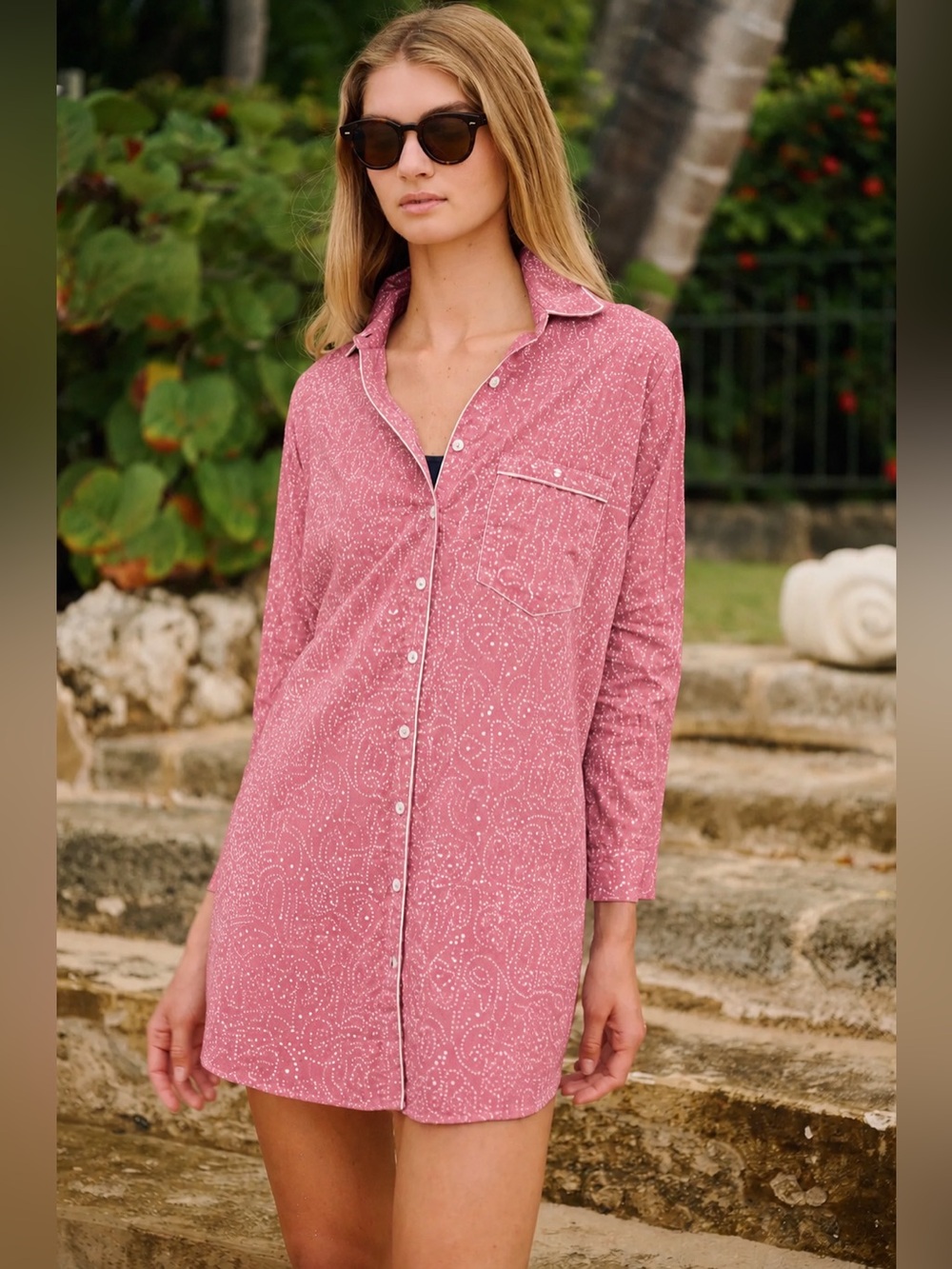 Julia Amory Husband Shirt in Parfait Sands, Size Large